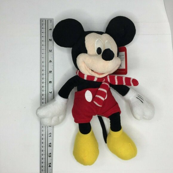 Disney Mickey Mouse 12" Plush Toy Red Scarf Stuffed Animal Stuffie - Picture 4 of 7